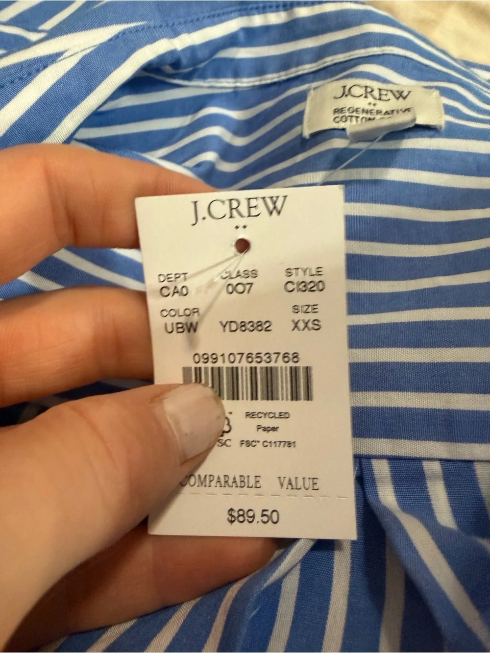J crew Striped short-sleeve poplin popover top